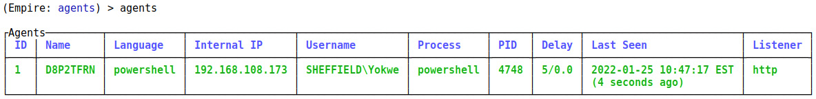 Figure 9.25 – Active agent ready to be tasked
