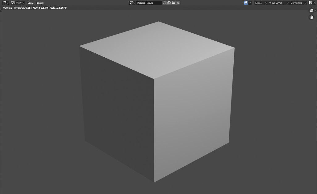 Figure 4.1 – Your first render of a default cube with Blender’s default camera and light options
