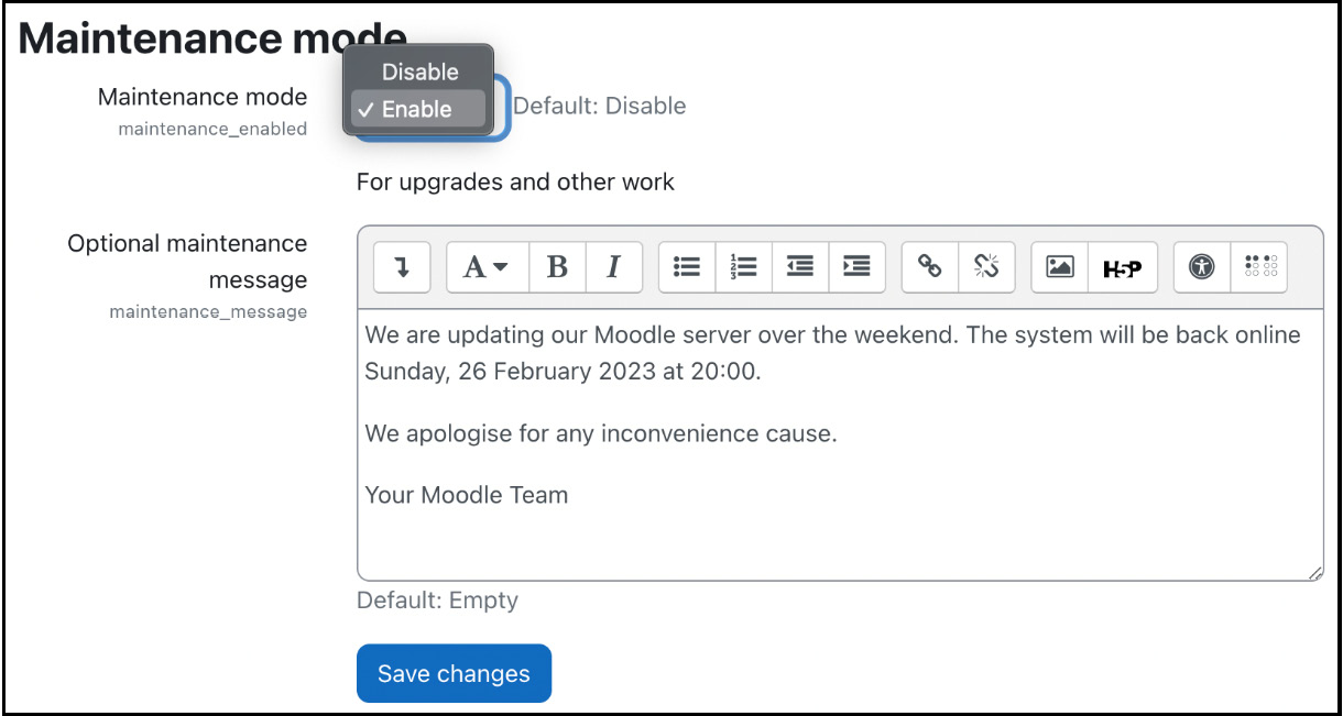 Figure 1.16 – Enabling maintenance mode
