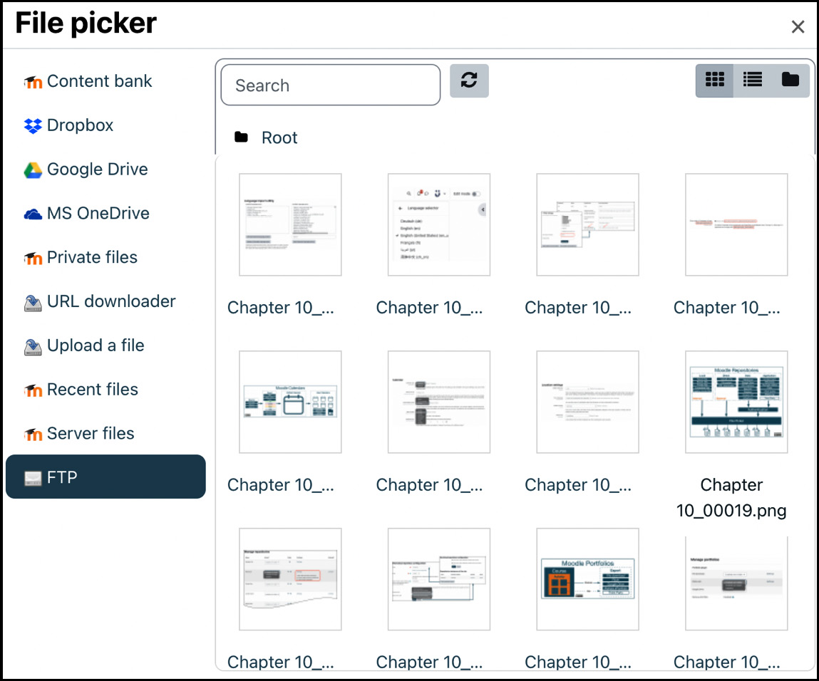 Figure 10.25 – File picker with various repositories
