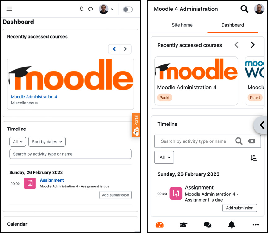 Figure 11.2 – Browser view versus app view
