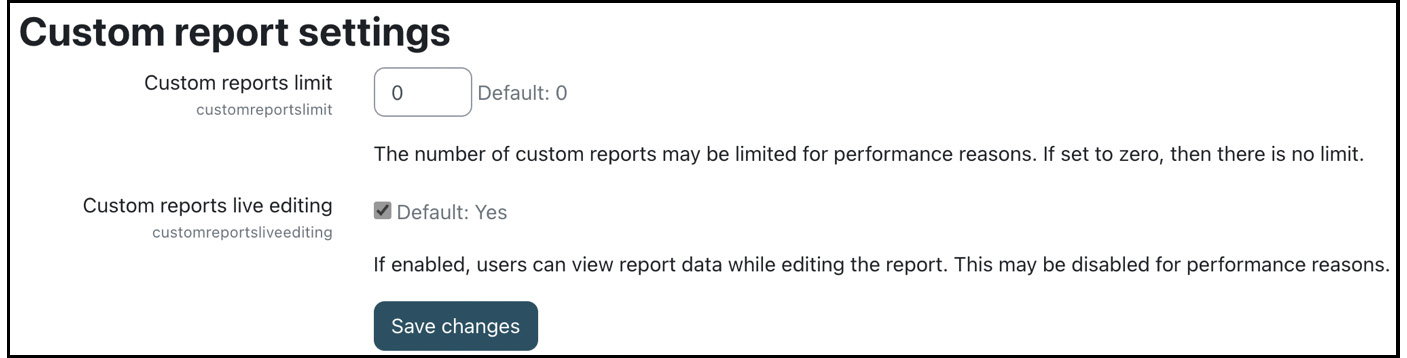 Figure 12.5 – Custom report settings
