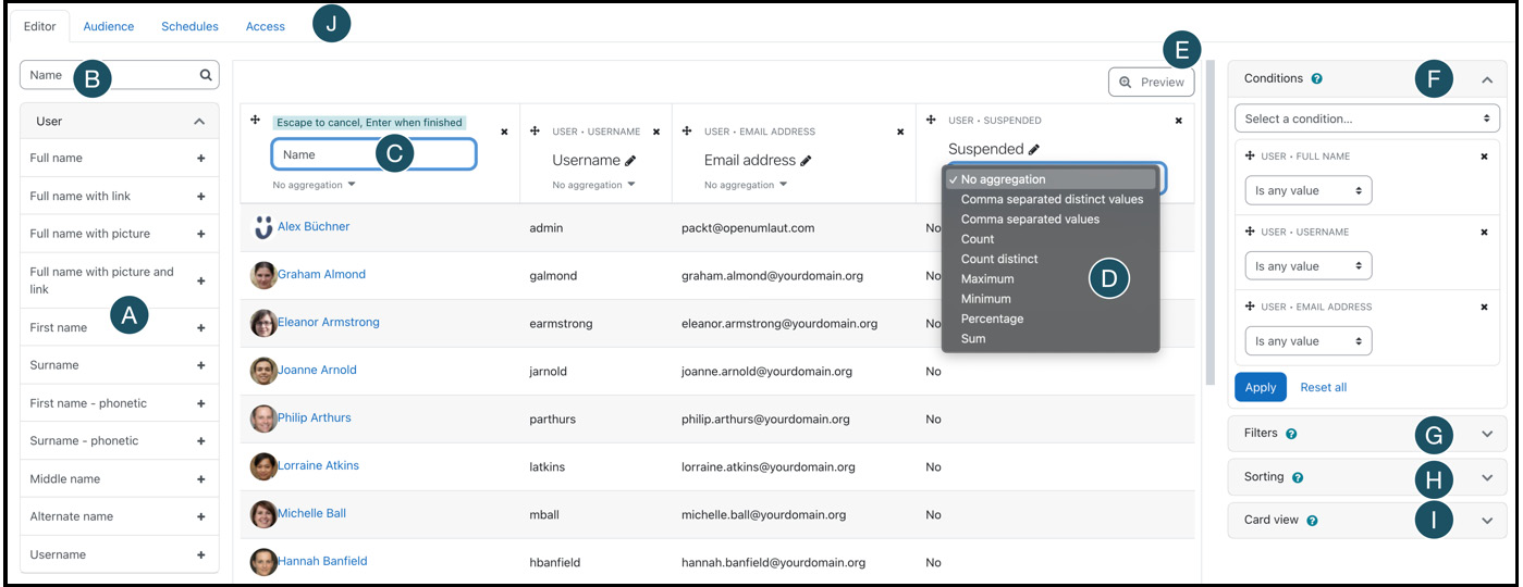 Figure 12.6 – The report builder interface
