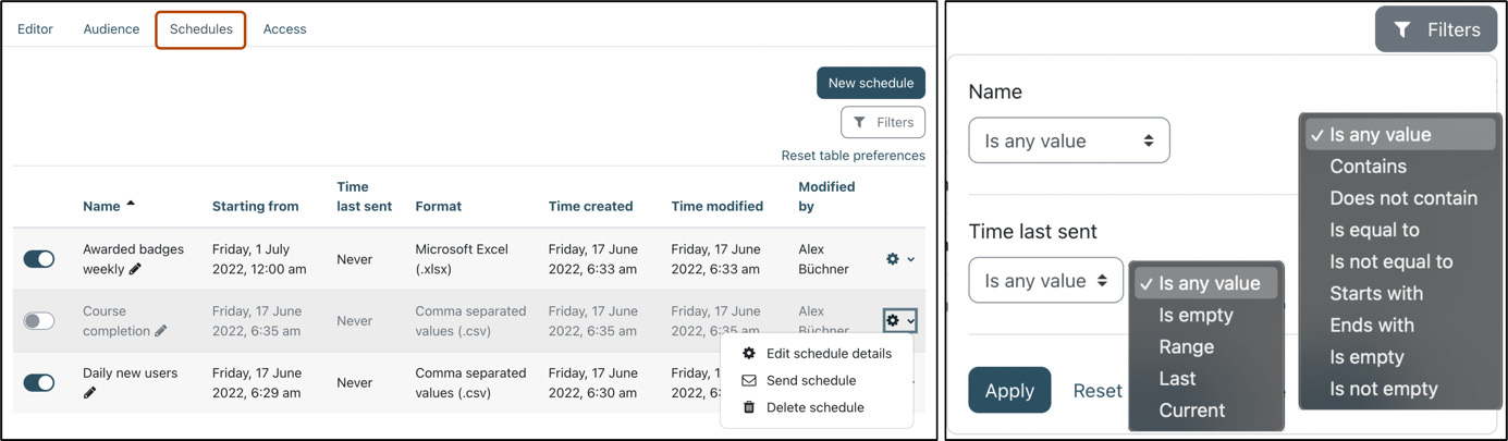 Figure 12.11 – Scheduling reports I
