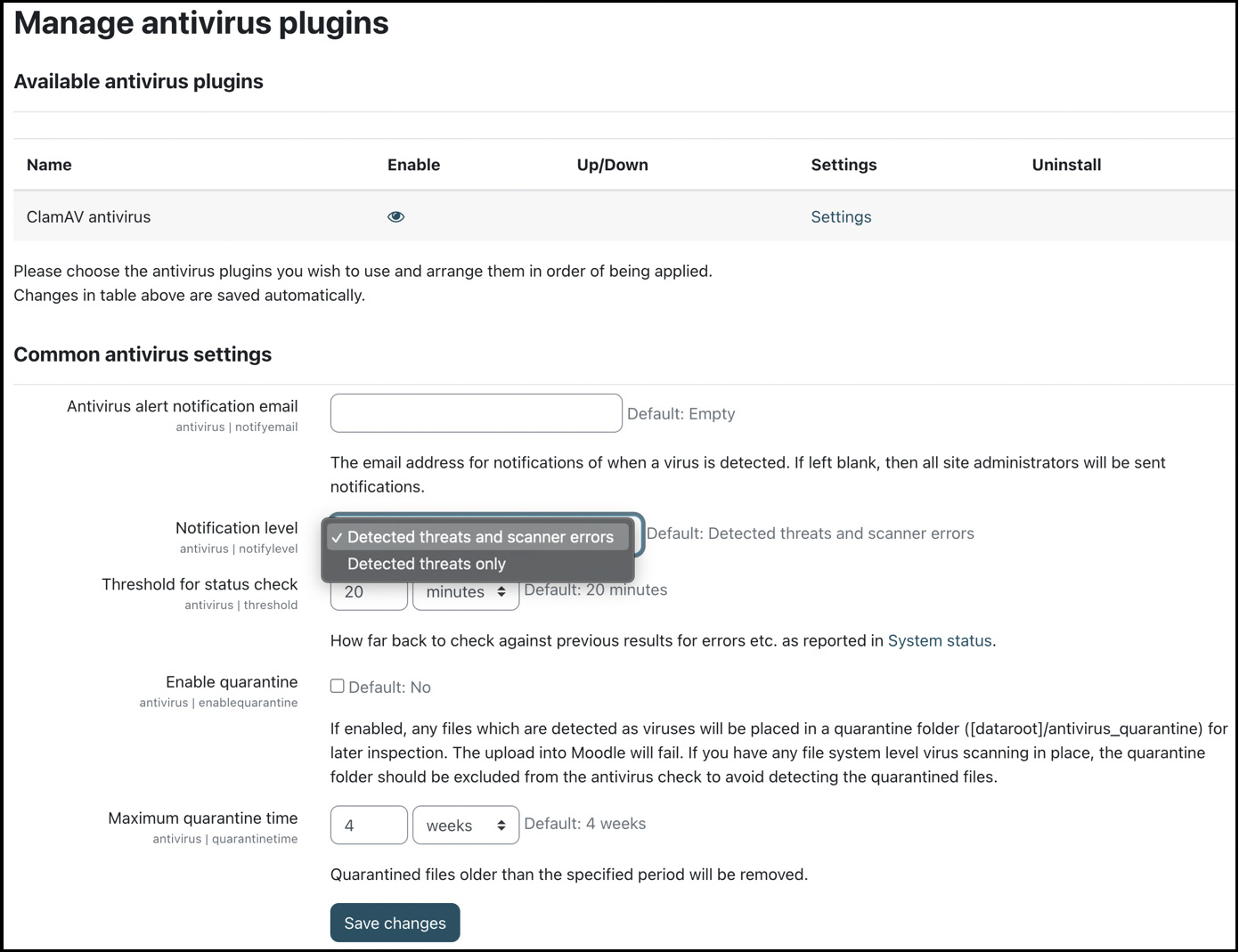 Figure 13.8 – Managing antivirus plugins
