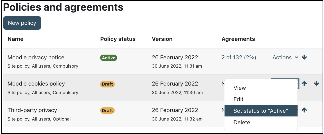 Figure 14.8 – Policies and agreements
