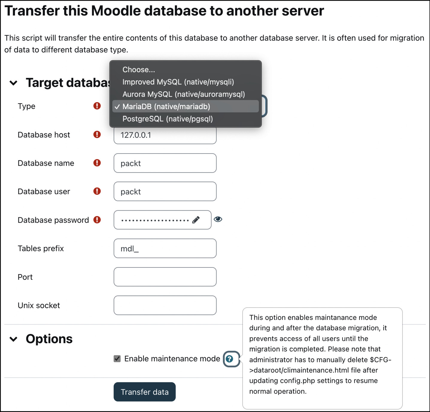 Figure 17.7 – Database transfer
