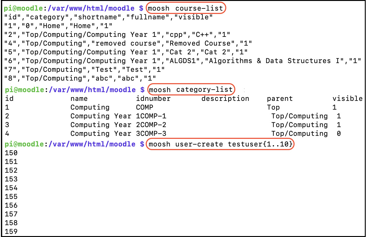 Figure 17.12 – Playing with Moosh
