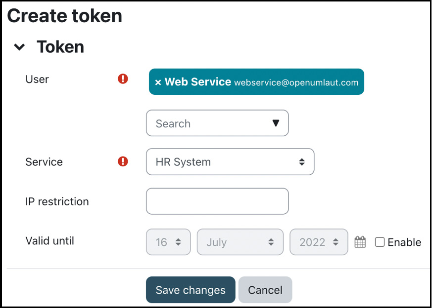 Figure 18.8 – Web services – creating a token
