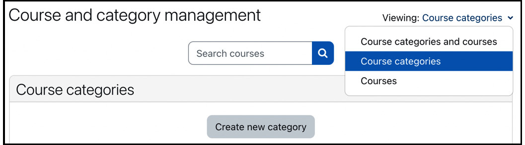 Figure 4.5 – Managing courses and categories
