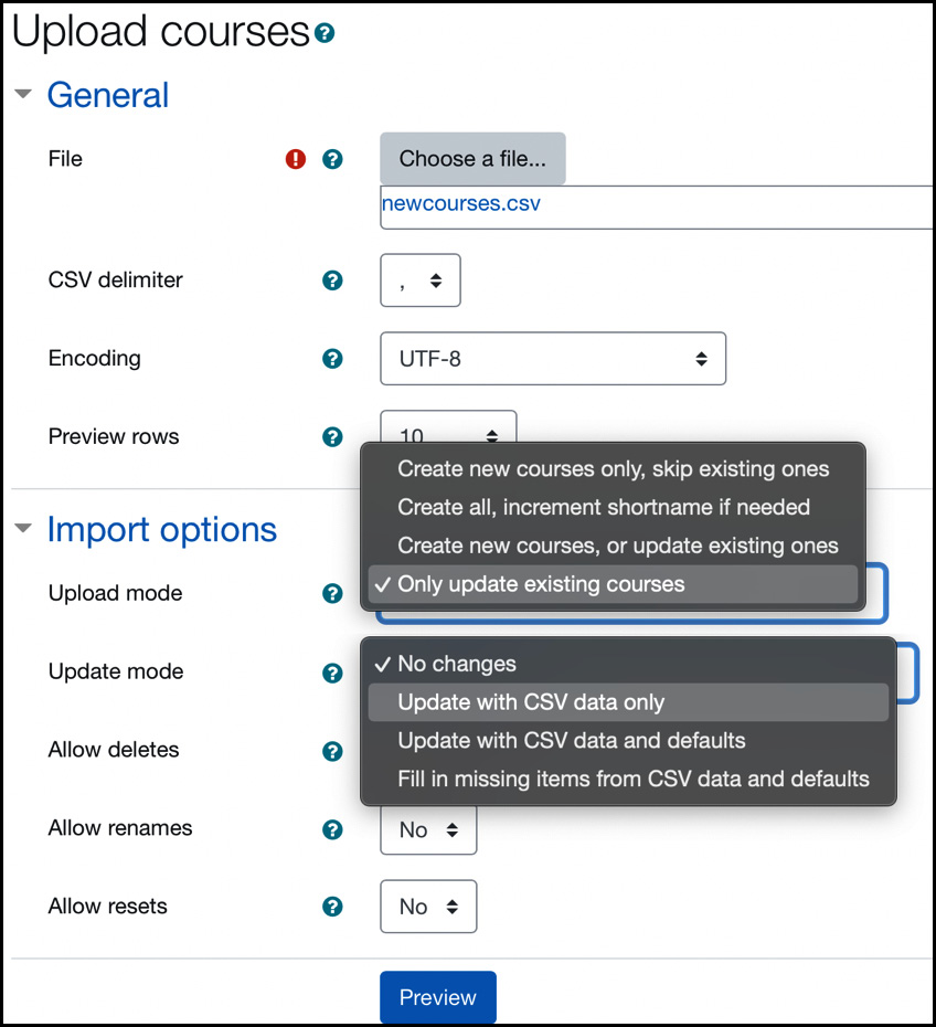 Figure 4.23 – Uploading courses
