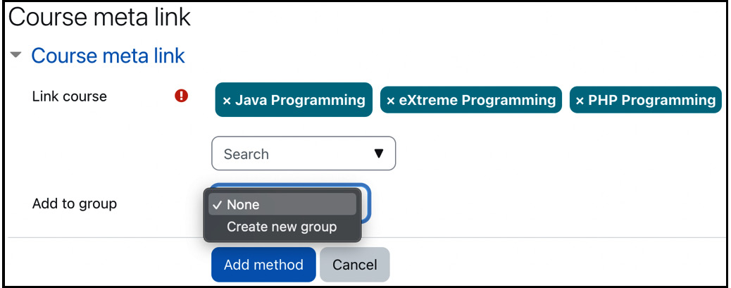 Figure 4.45 – Configuring child courses
