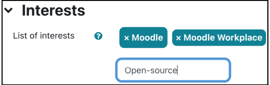 Figure 5.4 – User profile fields – Interests
