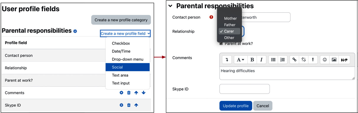 Figure 5.6 – User profile fields example
