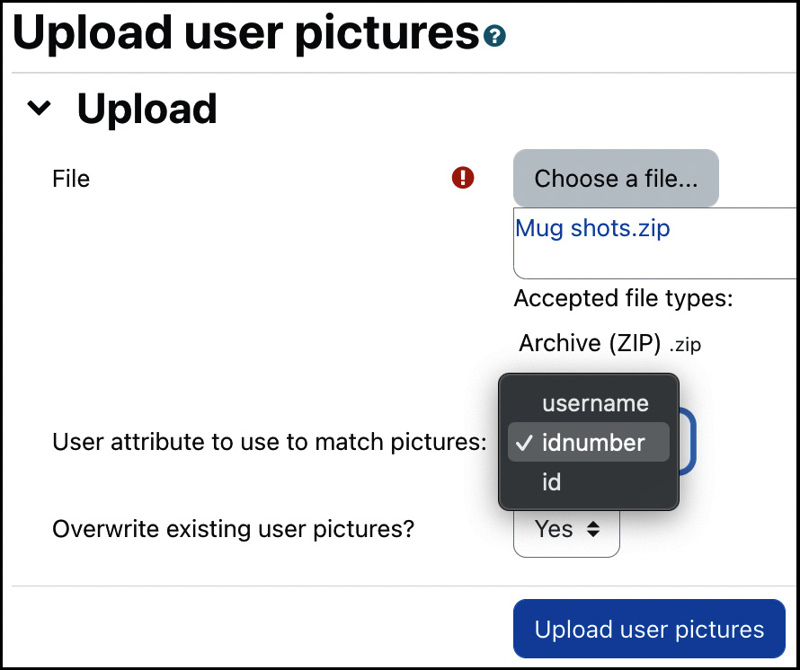 Figure 5.24 – Upload user pictures
