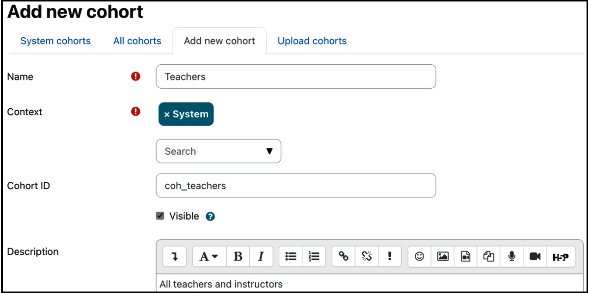 Figure 5.27 – Adding a cohort
