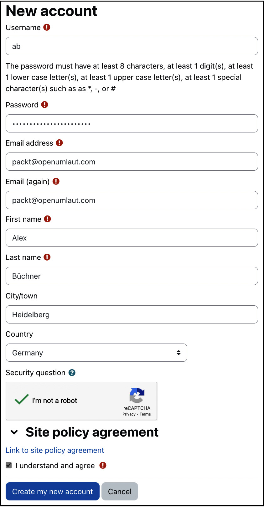 Figure 5.32 – Self-registration signup screen
