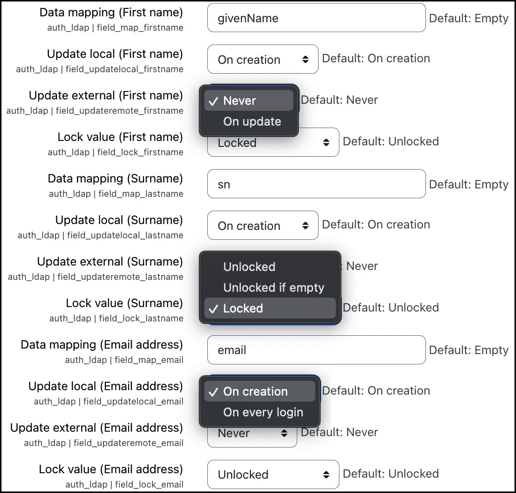 Figure 5.34 – LDAP authentication (data mapping)
