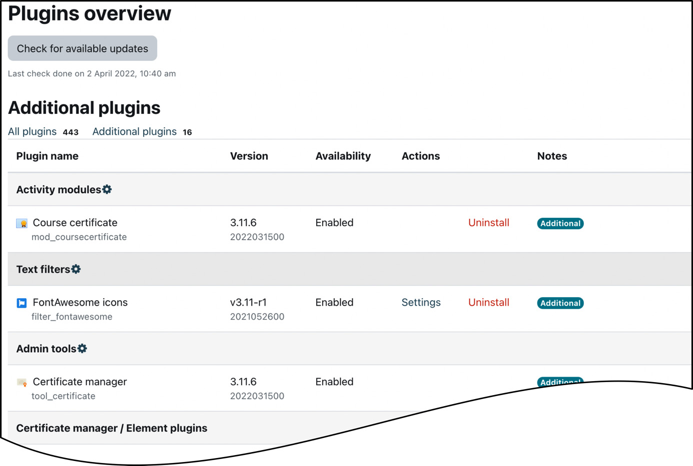 Figure 8.1 – Installed plugins
