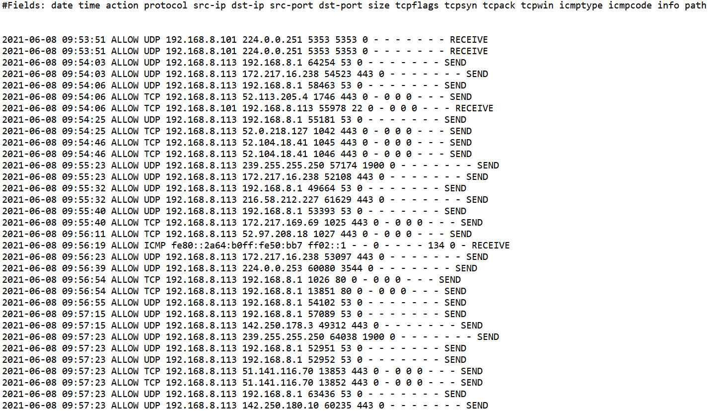 Figure 5.9 – Network firewall logs
