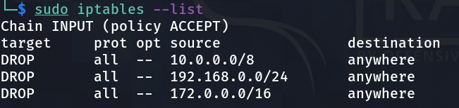 Figure 9.23 – Some iptables firewall rules 
