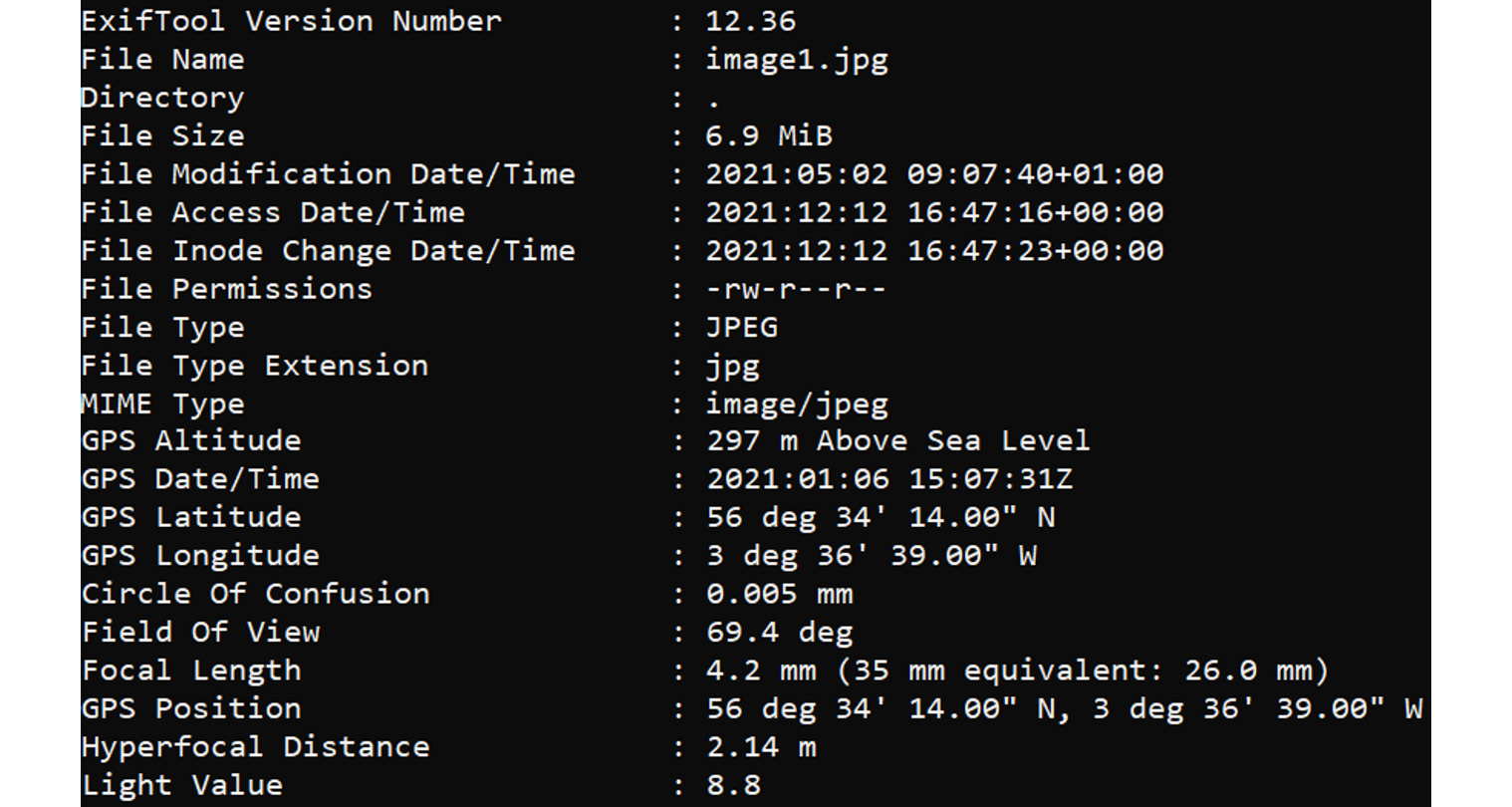 Figure 17.3 – The GPS data from an image file
