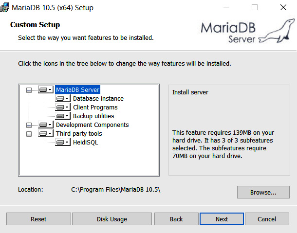 Figure 1.14 – MariaDB installation (Step 1)
