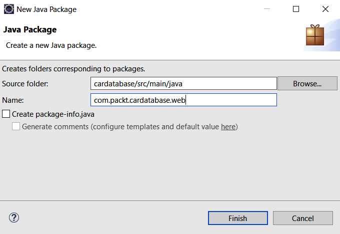 Figure 4.1 – New Java package
