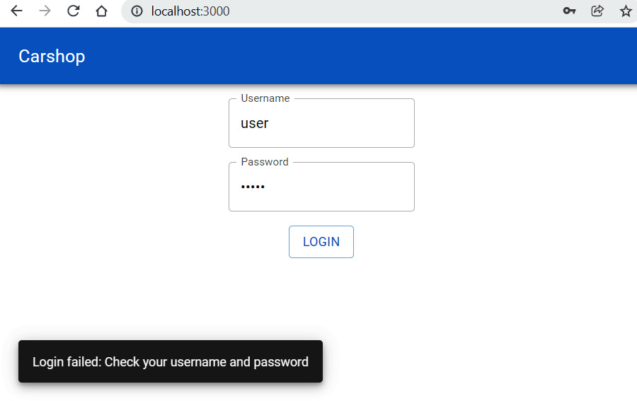 Figure 14.7 – Login failed
