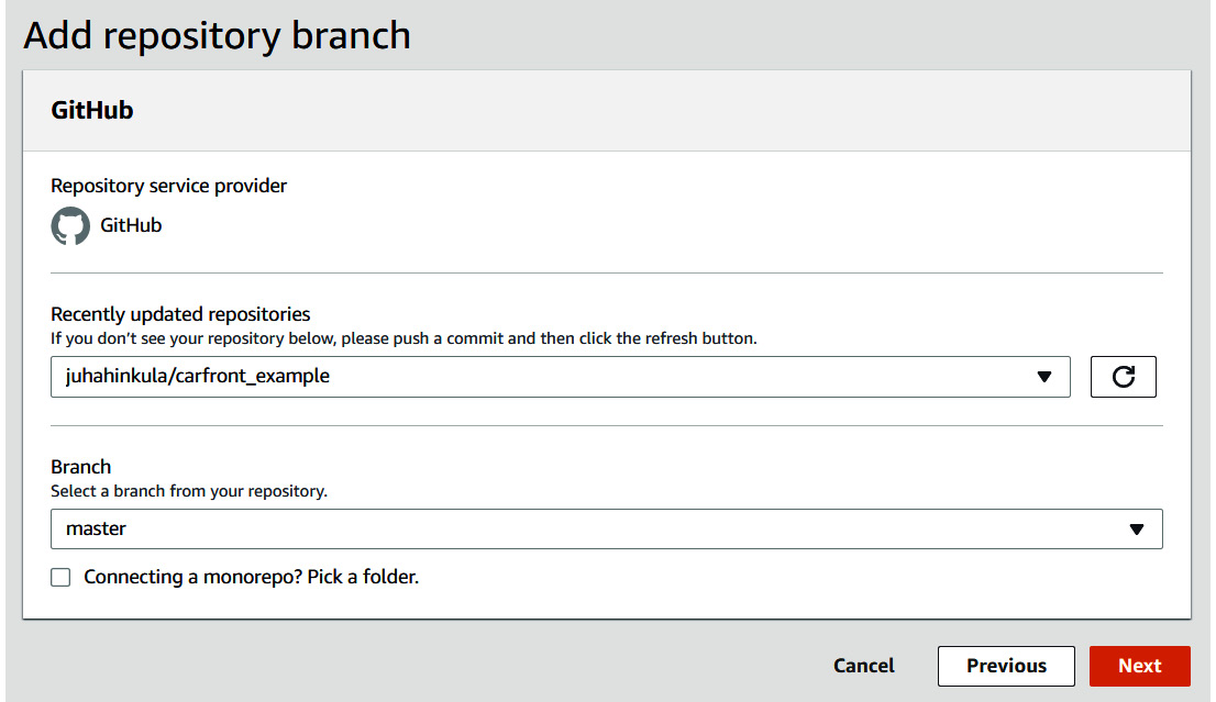 Figure 15.16 – Selecting a repository
