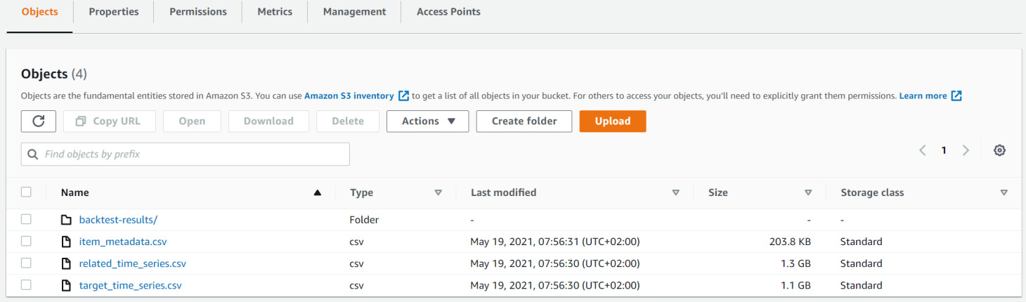Figure 4.15 – Backtest results location on Amazon S3
