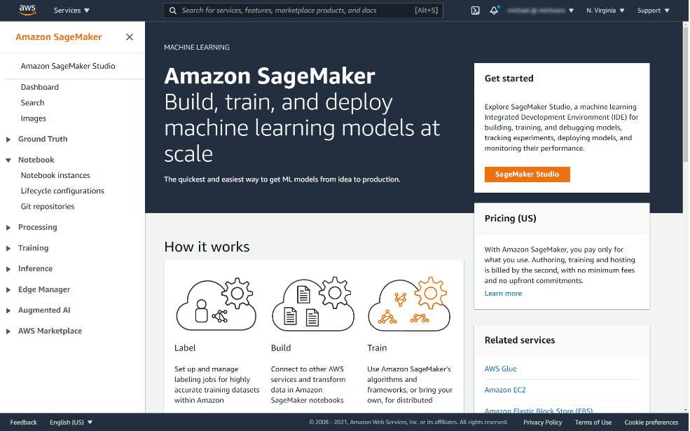 Figure 7.23 – Amazon SageMaker home page
