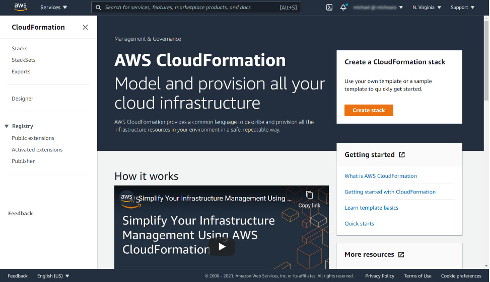 Figure 7.27 – AWS CloudFormation service home page
