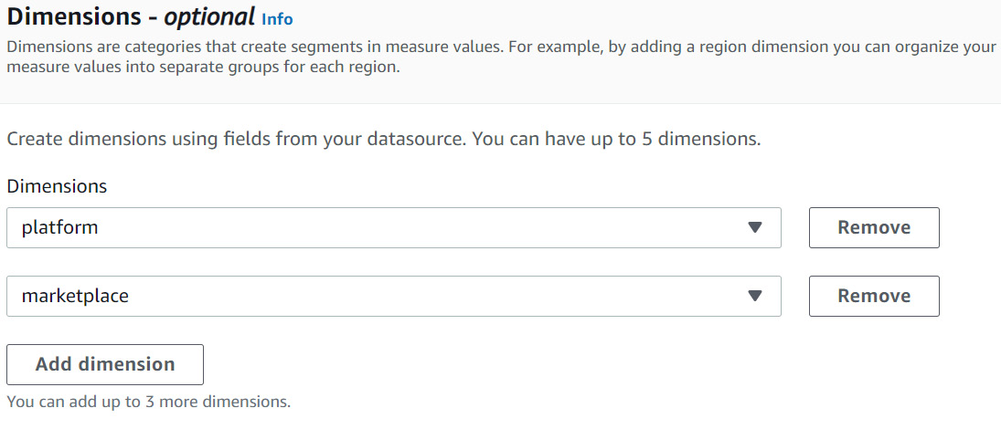 Figure 14.20 – Defining the dimensions in your dataset
