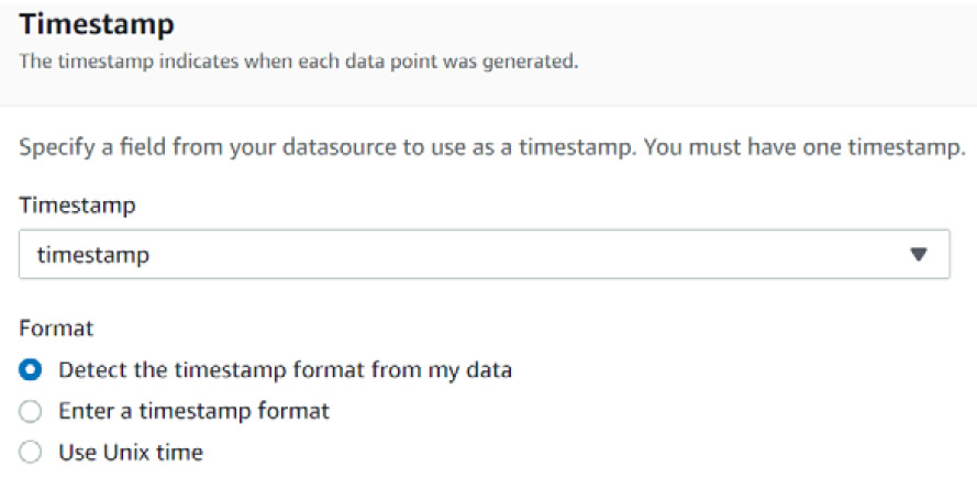 Figure 14.21 – Defining the timestamp in your dataset
