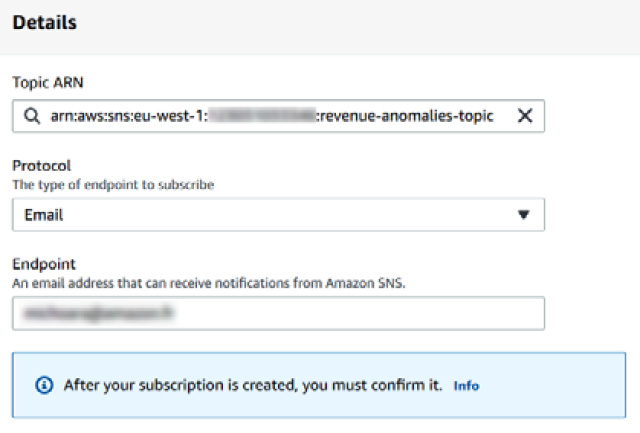 Figure 14.27 – Amazon SNS topic subscription configuration
