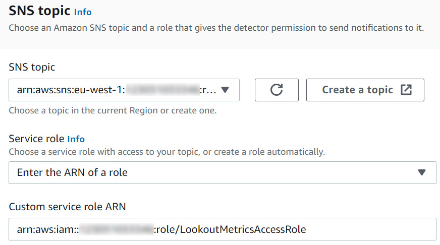 Figure 14.28 – Amazon SNS topic selection for the alert
