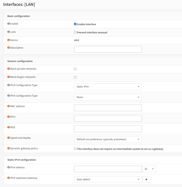 Figure 3.1 – Network interface configuration options
