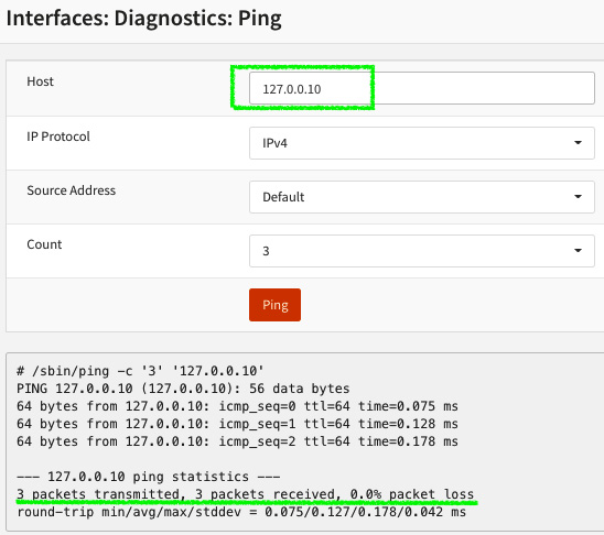 Figure 3.10 – Pinging the created loopback interface
