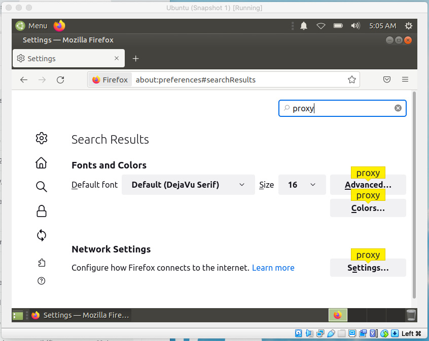 Figure 13.13 – Configuring a web proxy in the Firefox web browser