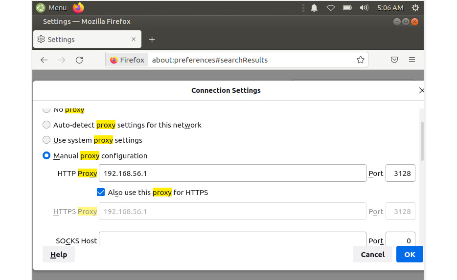 Figure 13.14 – Firefox proxy settings dialog
