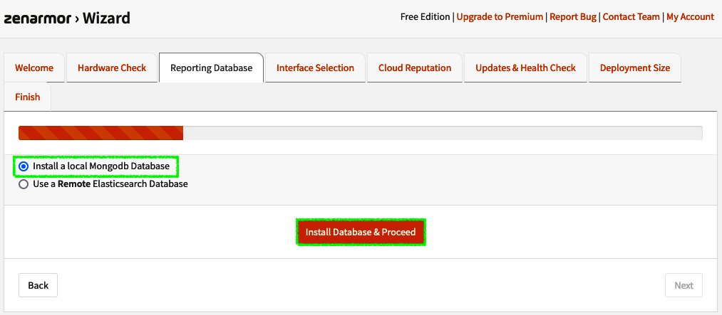 Figure 16.7 – Database installation page
