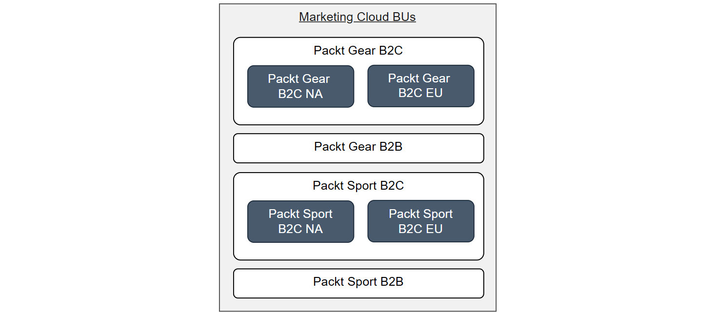 Figure 10.4 – Packt Enterprises Marketing Cloud BUs
