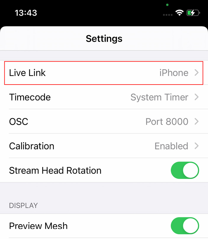 Figure 8.7: Clicking on Live Link iPhone
