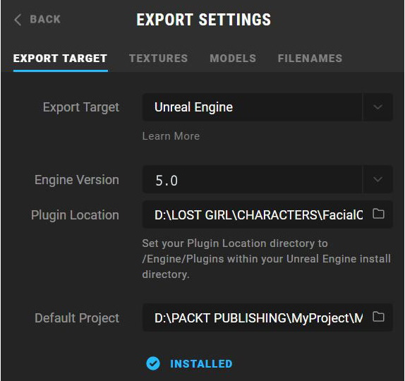 Figure 2.50: Export Settings
