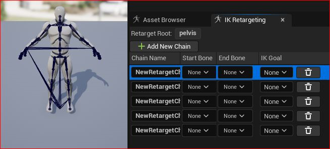 Figure 4.15: IK Retargeting tab for the source
