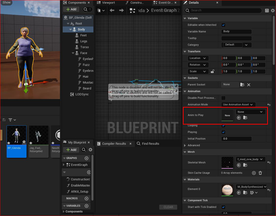 Figure 4.26: Applying the retargeted animation to the character Blueprint
