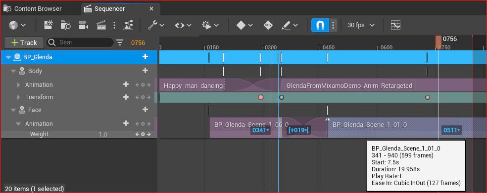 Figure 10.10: Adding Face animation to one animation track
