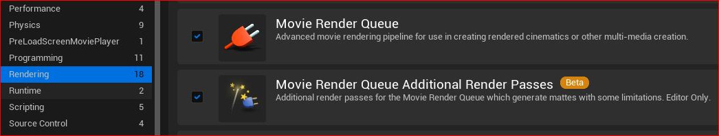 Figure 10.20: Enabling both Render Queue plugins
