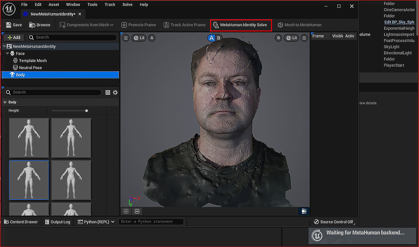 Figure 11.22: Waiting for MetaHuman backend…

